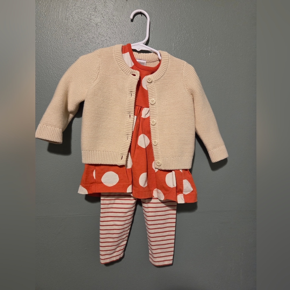 Hanna Andersson Orange Polka Dot Dress with Striped Leggings